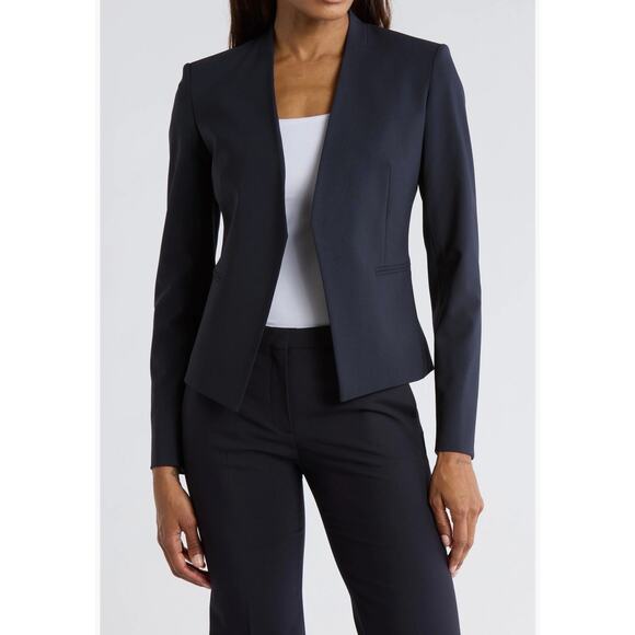 Theory Jackets & Blazers - Theory Lanai Virgin Wool Blend Open Front Blazer Navy Women's Size 10